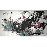 蒋峰三尺写意花鸟画《满目春色》
