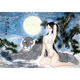 【已售】三尺国画仕女图《山鬼图》