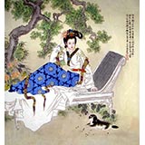 【已售】六尺斗方仕女图《相思》