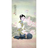 【已售】四尺工笔仕女图《漆点双眸》