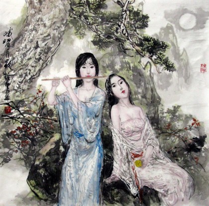 名家宁新生仕女国画- 仕女图- 99字画网