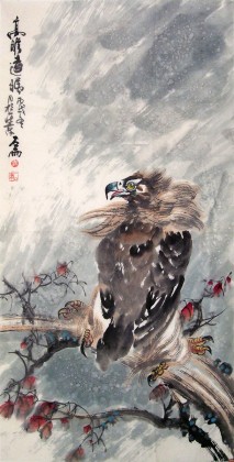 【已售】名家魏武双三尺国画鹰《高瞻远瞩》
