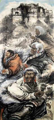 【已售】六尺写意人物画《布达拉宫》