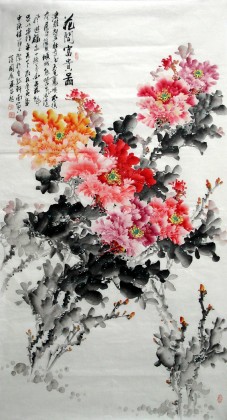 【已售】六尺国画牡丹《花开富贵图》-4