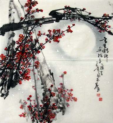 【已售】三尺斗方梅花图《雪里精神》