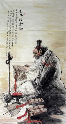 【已售】六尺写意人物画《孔子治学图》