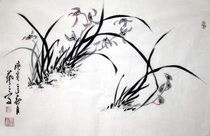 【已售】四尺三开国画兰花图-7