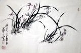 【已售】四尺三开国画兰花图-7
