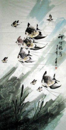 【已售】四尺国画《神仙畅游》