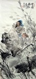【已售】三尺写意人物画《赏荷》