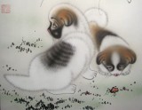 【已售】国画狗狗 逐趣图