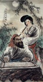 【已售】六尺写意人物画《月中清风曲醉人》