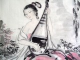 【已售】李立辰精品仕女图《明月照琴弦》（询价）