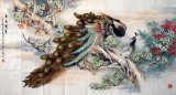 【已售】六尺国画孔雀《春晓双翠》