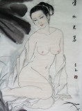 QA李立辰四尺水墨仕女画《清水芙蓉》（询价）