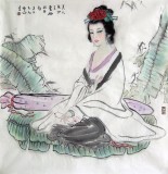 【已售】李立辰四尺斗方仕女《美人颜如玉》
