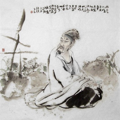 【已售】李立辰精品斗方《采菊东篱下》（询价）