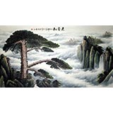 【已售】六尺山水画《迎客松》