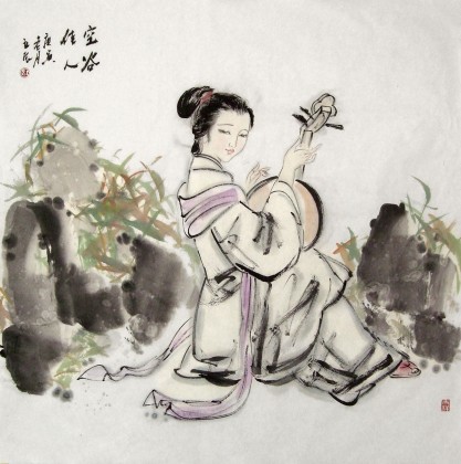 【已售】中式家装仕女图《空谷佳人》