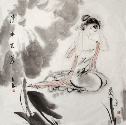卧室装饰仕女图《清水芙蓉》