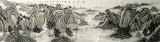 【已售】八尺对开山水画《溪山访友》