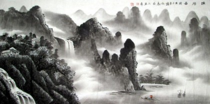 名人山水画《渔归图》 - 写意山水画 - 99字画网图片