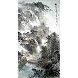 名家六尺山水画《幽谷清音图》