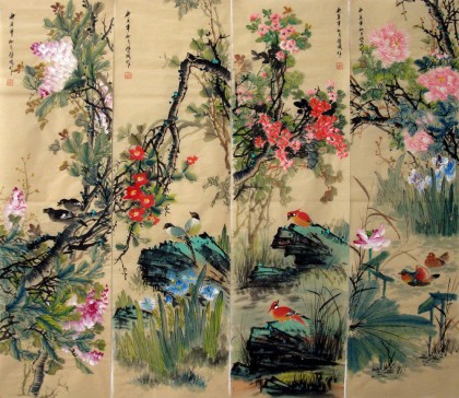 【已售】小写意花鸟四条屏-2