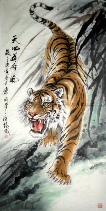 【已售】四尺国画下山虎《天地英雄气》