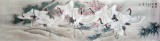 【已售】大八尺对开国画《梅鹤迎春》