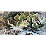 李英浩《山村的春天》朝鲜国画