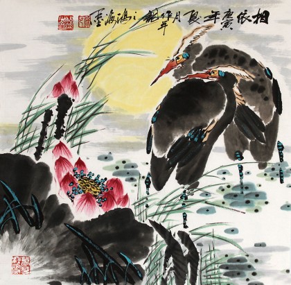 【漆】　★ 漆藝 大漆描金花鳥紋掛鏡 ★　清朝期　柳樹 白鷺 蒔絵文様　文房雅玩 漆】☆ 漆藝 大漆描金花鳥紋掛鏡 ☆清朝期柳樹 白鷺 蒔絵文様文