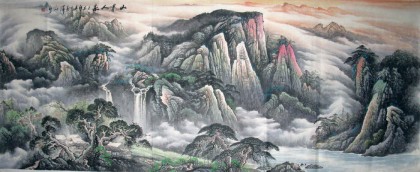 小八尺客厅山水画《山里人家》