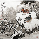 西蜀山人斗方画《冬韵》