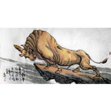 魏武双精品招财辟邪国画《三角神牛》（议价）