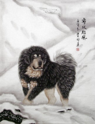 【已售】精品国画藏獒《雪域雄风》