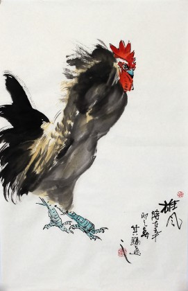 【已售】名家斗鸡图《雄风》