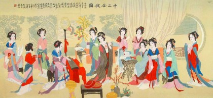 【已售】六尺工笔仕女图《十二金钗》