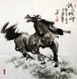 【已售】办公室斗方奔马图《龙马精神》