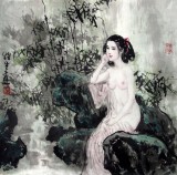 【已售】宁新生三尺斗方仕女图-7