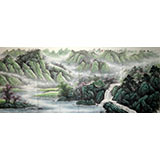 办公室山水画《水满清江花满山》
