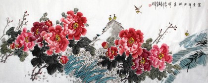 【已售】王芳小六尺牡丹画《富贵祥瑞醉春晖》