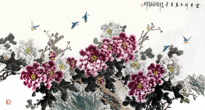 【已售】王芳六尺牡丹画《富贵祥和春意清》