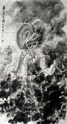 【已售】六尺精品水墨中国龙《万代大吉》