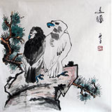 王呈四尺斗方雄鹰图《远瞩》