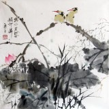 【已售】王呈四尺斗方国画《出水芙蓉媚可怜》