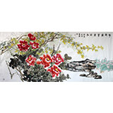 【已售】姜进军六尺牡丹画《花开富贵万年红》