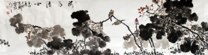SK西蜀山人六尺对开作品《荷花清心》