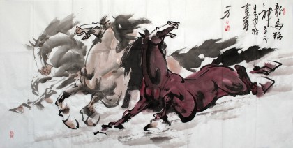 【已售】一方四尺国画《龙马精神》