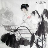 【已售】李立辰仕女画《在水一方》